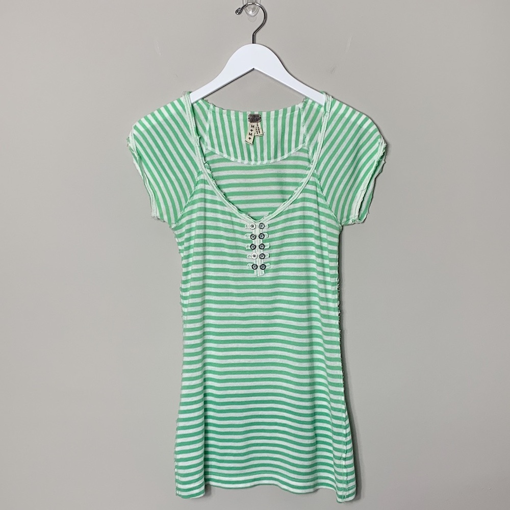 We The Free Striped Tee Seafoam/White